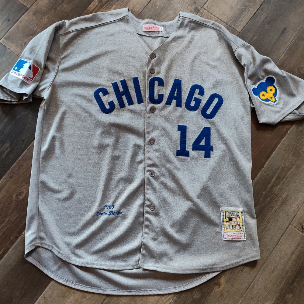 Chicago Cubs Ernie Banks Mitchell and Ness Cooperstown Collection Jersey size 52